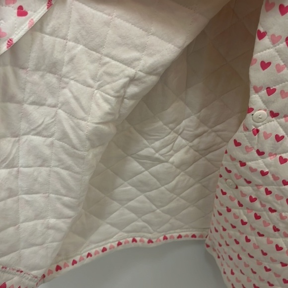 Vintage 100% Cotton Quilted Heart Patterned Long Sleeve Girl's Housecoat‎ Robe - Picture 6 of 7